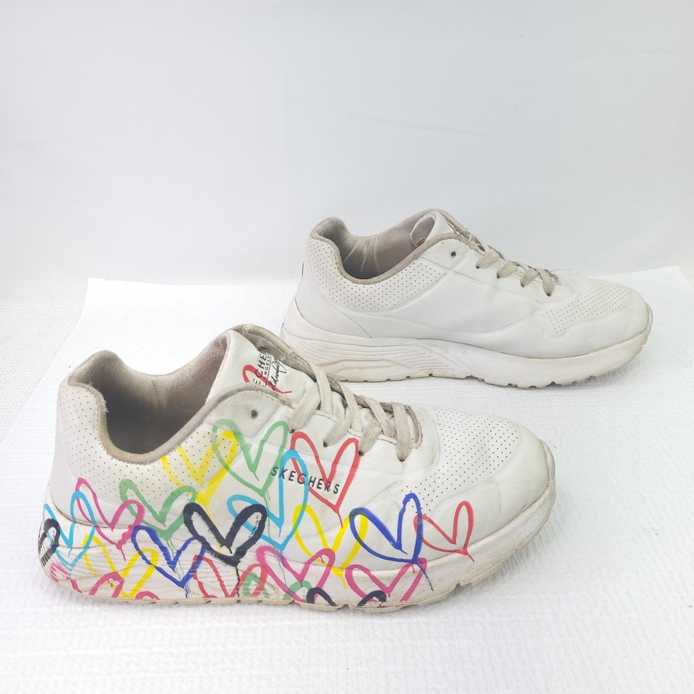 Skechers Uno Lite Heart Wedge Sneakers Lace Up Athletic Training Shoe Youth Sz 4
